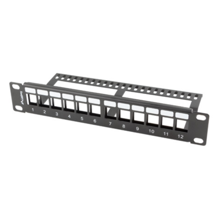 PATCH PANEL LANBERG 12 PUERTOS 1U RACK 19 ORGANIZADOR MODULOS KEYSTONE NEGRO