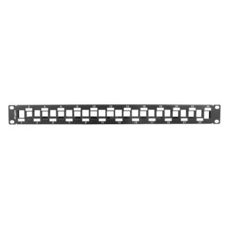 PATCH PANEL LANBERG 24PUERTOS 1U RACK 19 ESCALONADO ORGANIZADOR MOD KEYSTONE BK
