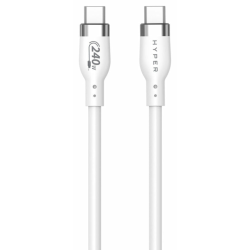 HYPER 2M SILICONE 240W USB C CHARGING CABLE WHITE
