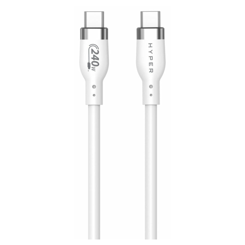 HYPER 2M SILICONE 240W USB C CHARGING CABLE WHITE