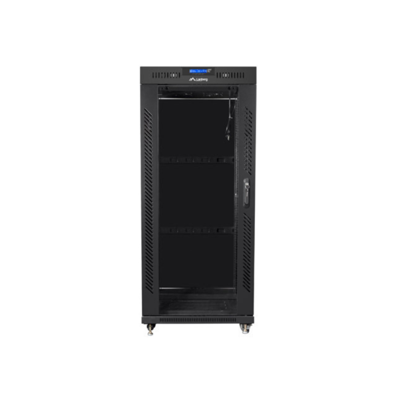 ARMARIO LANBERG RACK 19 22U 800X1000 FLAT PACK NEGRO PUERTA CRISTAL CON LCD