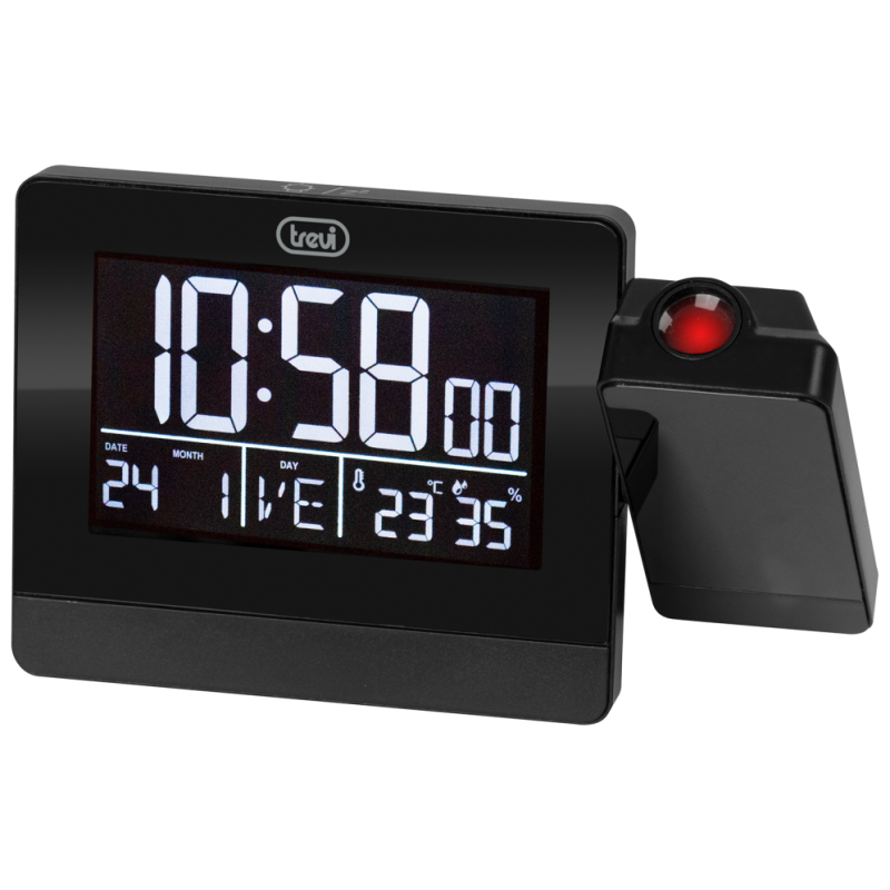 RELOJ DESPERTADOR TREVI EC 884 PJ CON PROJECTION DIGITAL ALARM CLOCK BLACK