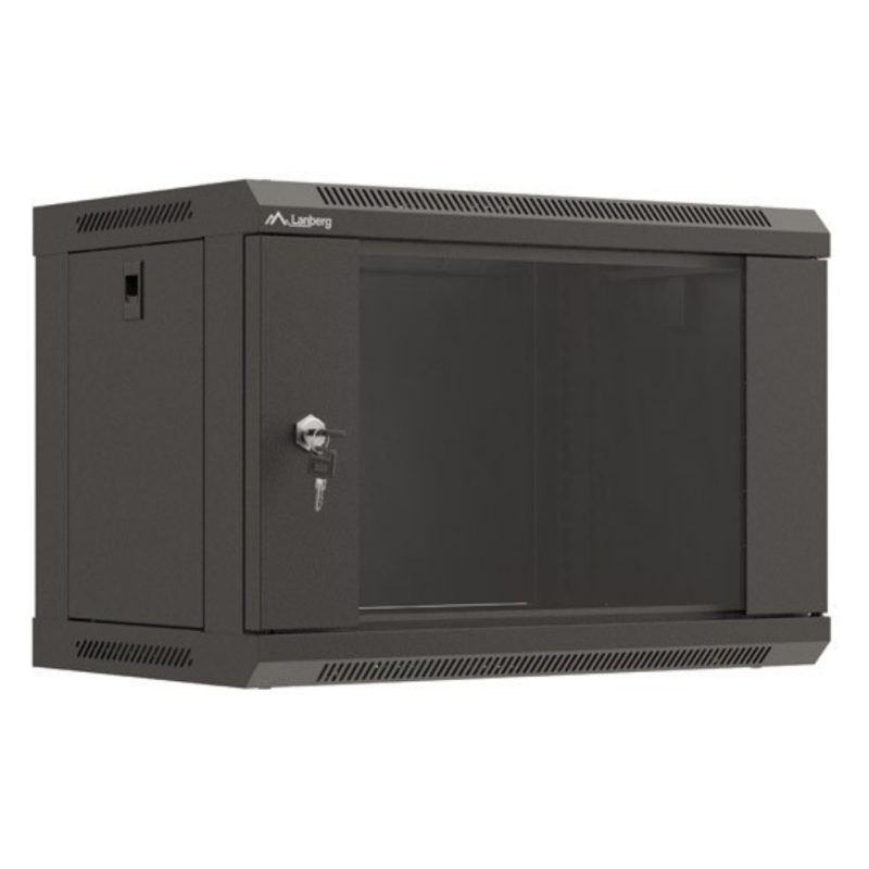ARMARIO LANBERG MURAL RACK 19 6U 540X350 FLAT PACK NEGRO PUERTA CRISTAL