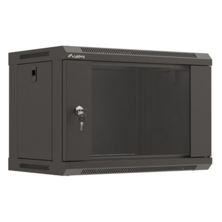 ARMARIO LANBERG MURAL RACK 19 6U 540X350 FLAT PACK NEGRO PUERTA CRISTAL