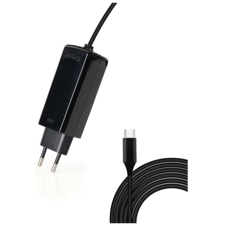 CARGADOR TOOQ PORTATIL GAN USB C PD 45W CUBICO NEGRO