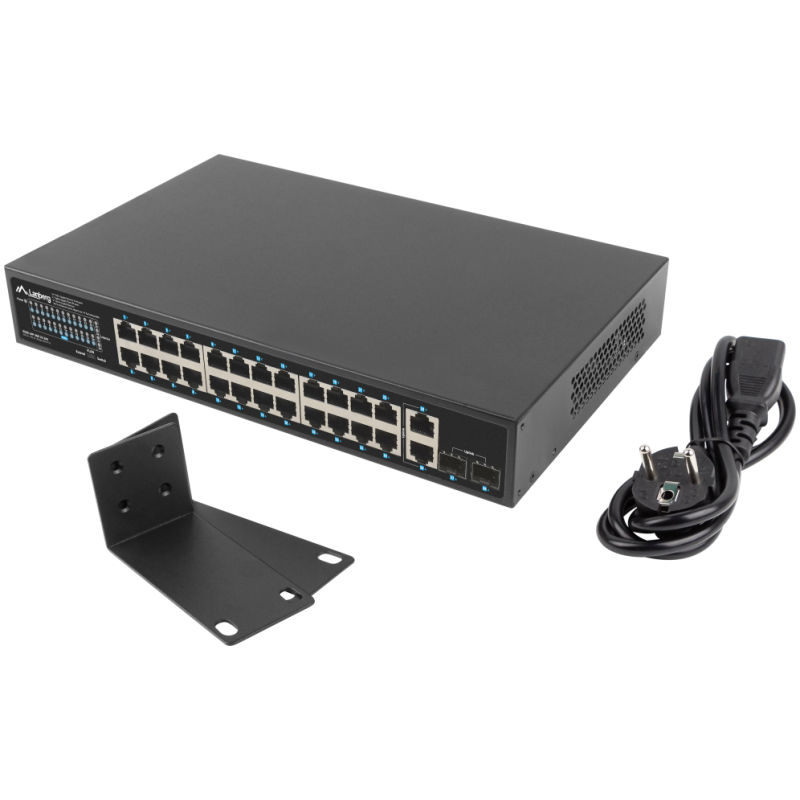 SWITCH LANBERG 24 PTOS 1GB POE 2X SFP 2X GBIT ETHERNET 360W RACK 19