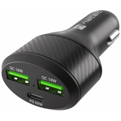 CARGADOR COCHE NATEC CONEY 2XUSB 1XUSB C QC30 PD 30 84W NEGRO