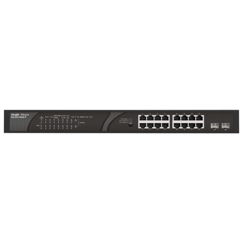 SWITCH RUIJIE REYEE RG ES118GS P GIGALAN 16p SFP 2p POE