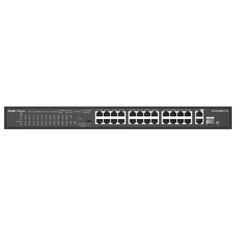 SWITCH RUIJIE REYEE RG ES126S P V2 10 100 24p GIGA 2p POE 370w