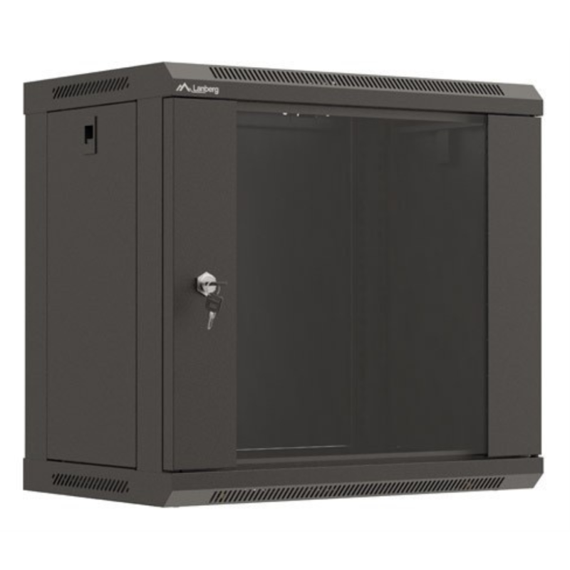 ARMARIO LANBERG MURAL RACK 19 9U 540X350 FLAT PACK NEGRO PUERTA CRISTAL