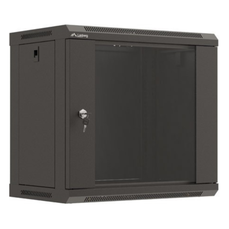 ARMARIO LANBERG MURAL RACK 19 9U 540X350 FLAT PACK NEGRO PUERTA CRISTAL