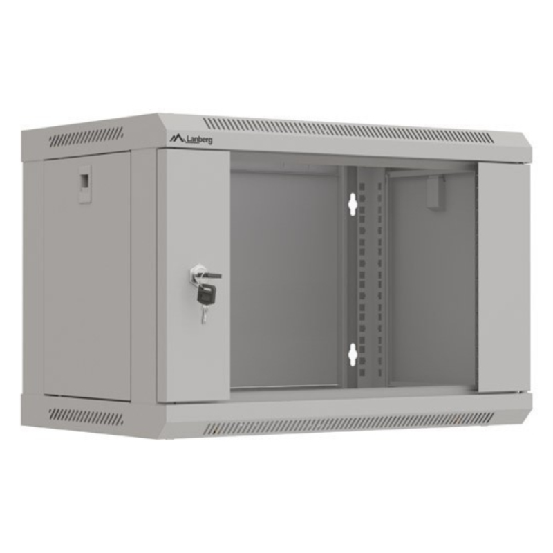 ARMARIO LANBERG MURAL RACK 19 6U 540X350 FLAT PACK GRIS PUERTA CRISTAL