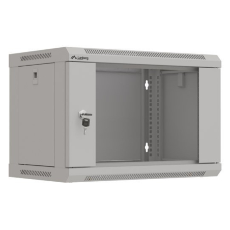 ARMARIO LANBERG MURAL RACK 19 6U 540X350 FLAT PACK GRIS PUERTA CRISTAL