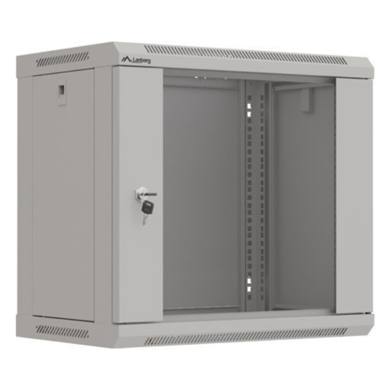 ARMARIO LANBERG MURAL RACK 19 9U 540X350 FLAT PACK GRIS PUERTA CRISTAL