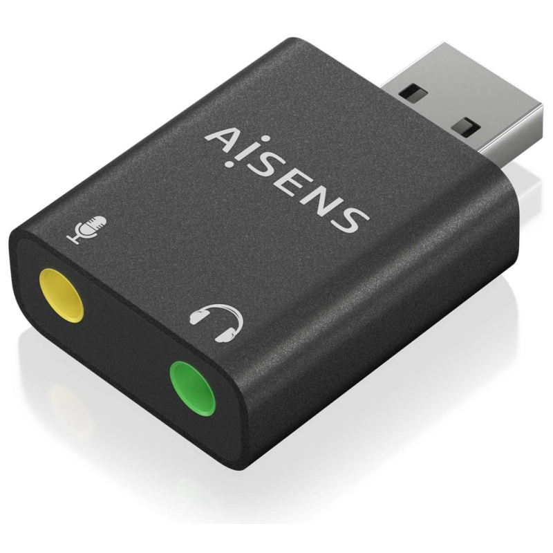 CONVERSOR AISENS USB A A AUDIO 48KHZ USB A M 2XJACK 35 H NEGRO