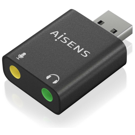 CONVERSOR AISENS USB A A AUDIO 48KHZ USB A M 2XJACK 35 H NEGRO