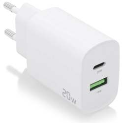 CARGADOR AISENS 20W 1XUSB C PD30 1XUSB A QC30 BLANCO
