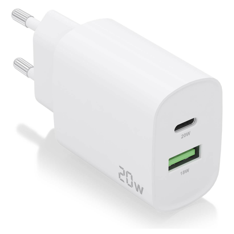 CARGADOR AISENS 20W 1XUSB C PD30 1XUSB A QC30 BLANCO