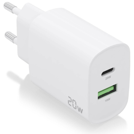 CARGADOR AISENS 20W 1XUSB C PD30 1XUSB A QC30 BLANCO