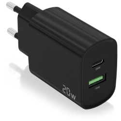 CARGADOR AISENS 20W 1XUSB C PD30 1XUSB A QC30 NEGRO
