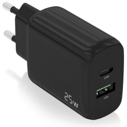 CARGADOR AISENS 25W 1XUSB C PD30 1XUSB A QC30 NEGRO