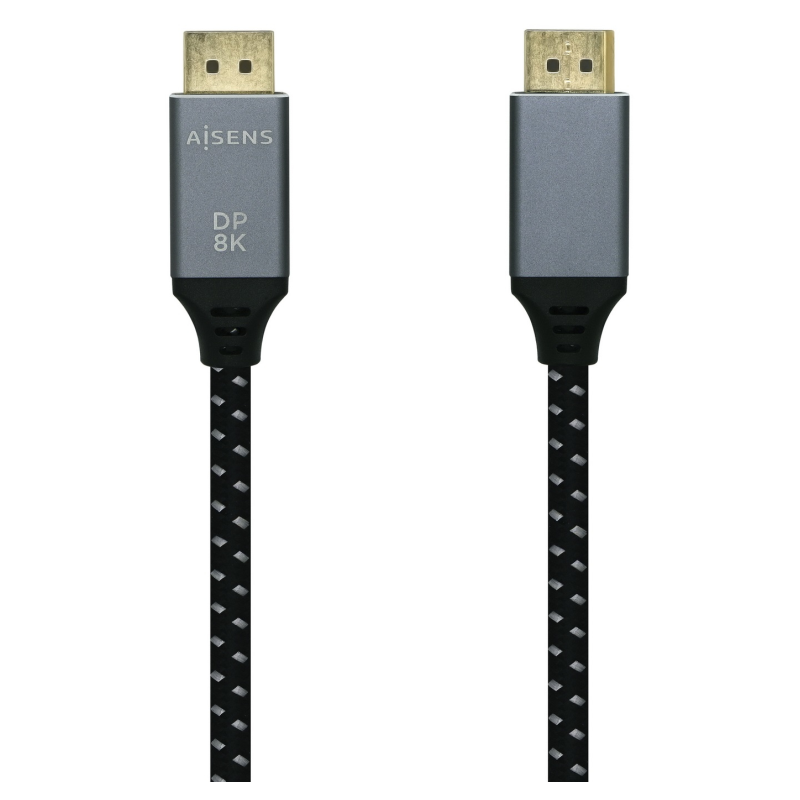 CABLE AISENS DISPLAYPORT V14 8K60HZ DP M DP M GRIS NEGRO 15M