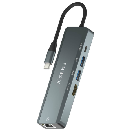 HUB AISENS 5 EN 1 USB C A 1XHDMI 1XRJ45 2XUSB 1XPD 15CM