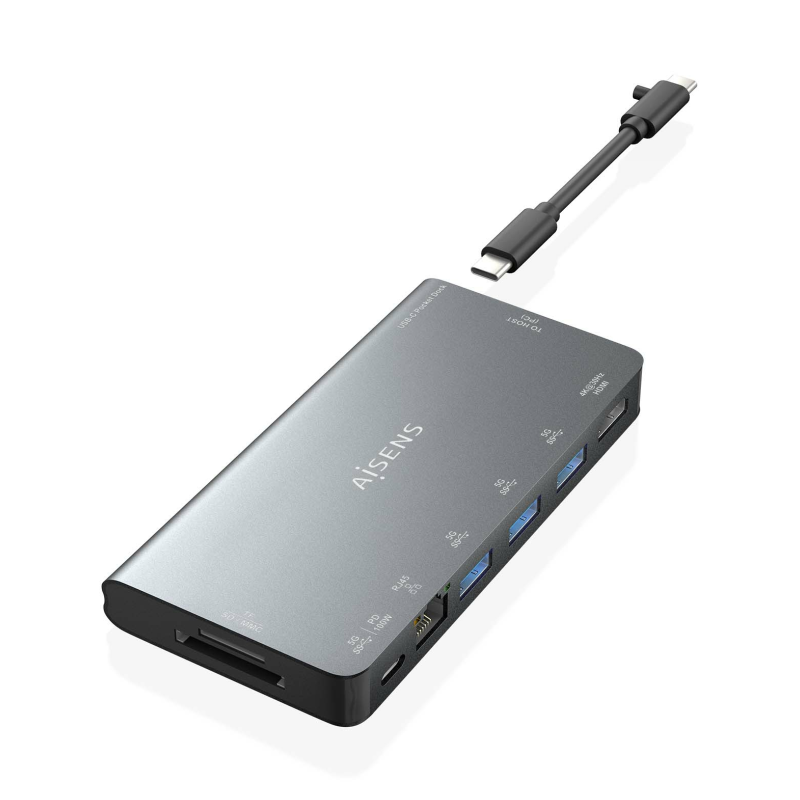 DOCK AISENS 8 EN 1 HDMI RJ45 3XUSB A USB C DATOSPD 1XSD 1XMICRO SD