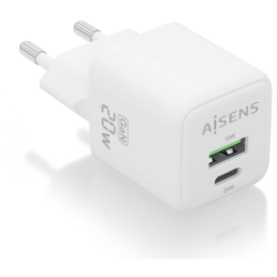 CARGADOR AISENS GAN 20W 1XUSB C PD30 QC40 1XUSB A QC30 BLANCO