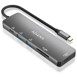 USB C DOCK AISENS 6 EN 1 USB C A 1XHDMI 2XUSB A 1XUSB C PD 100W 15CM