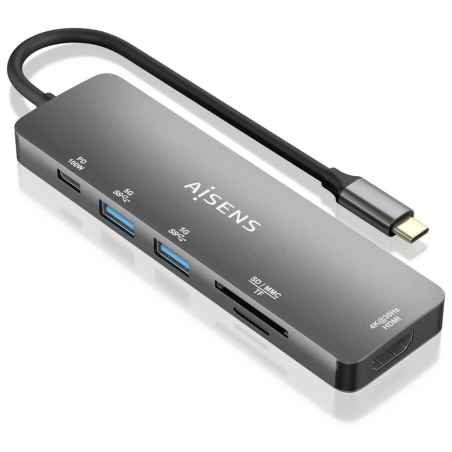 USB C DOCK AISENS 6 EN 1 USB C A 1XHDMI 2XUSB A 1XUSB C PD 100W 15CM