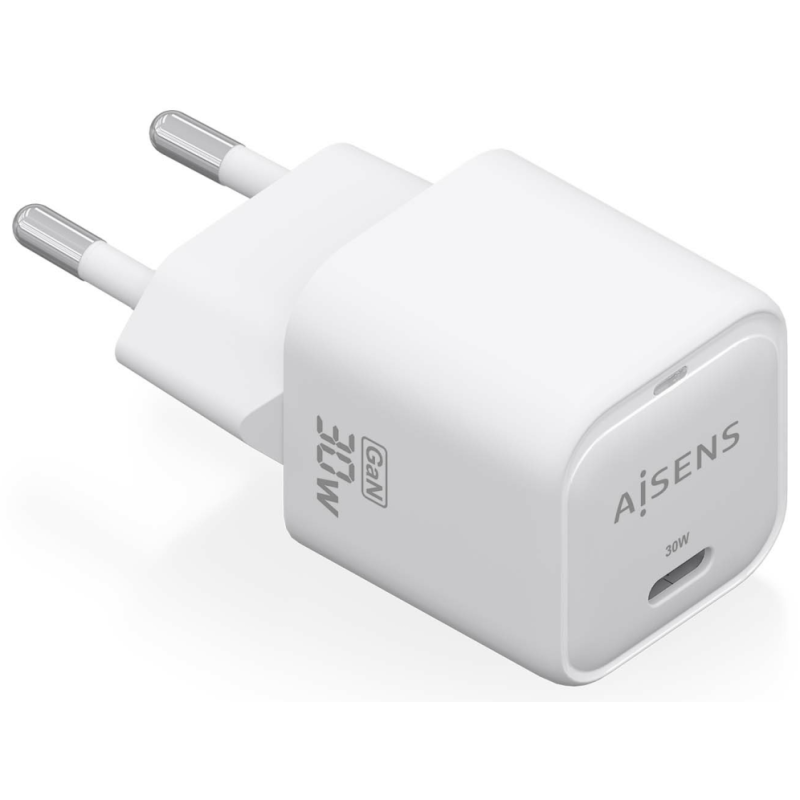 CARGADOR AISENS GAN 30W 1XUSB C PD30 QC40 BLANCO