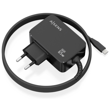 CARGADOR AISENS GAN 65W PD30 1XUSB C 18M NEGRO