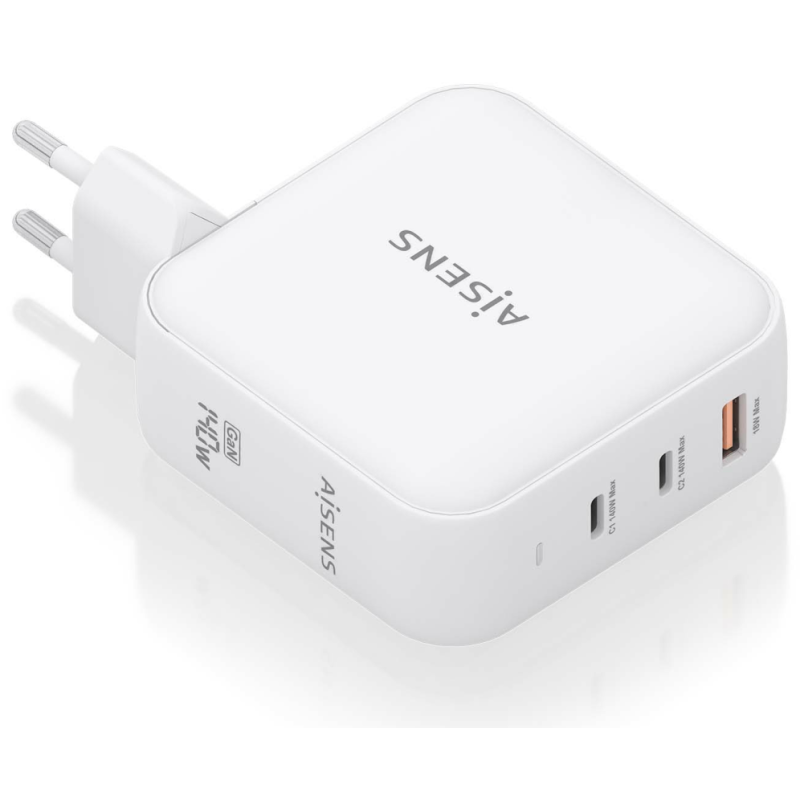 CARGADOR AISENS GAN 140W 2XUSB C PD31 QC40 1XUSB A QC30 BLANCO