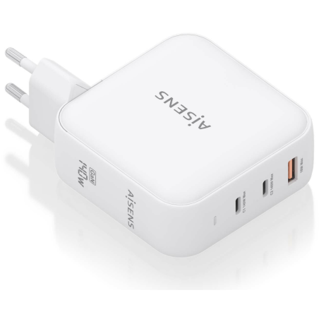 CARGADOR AISENS GAN 140W 2XUSB C PD31 QC40 1XUSB A QC30 BLANCO