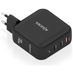 CARGADOR AISENS GAN 140W 2XUSB C PD31 QC40 1XUSB A QC30 NEGRO